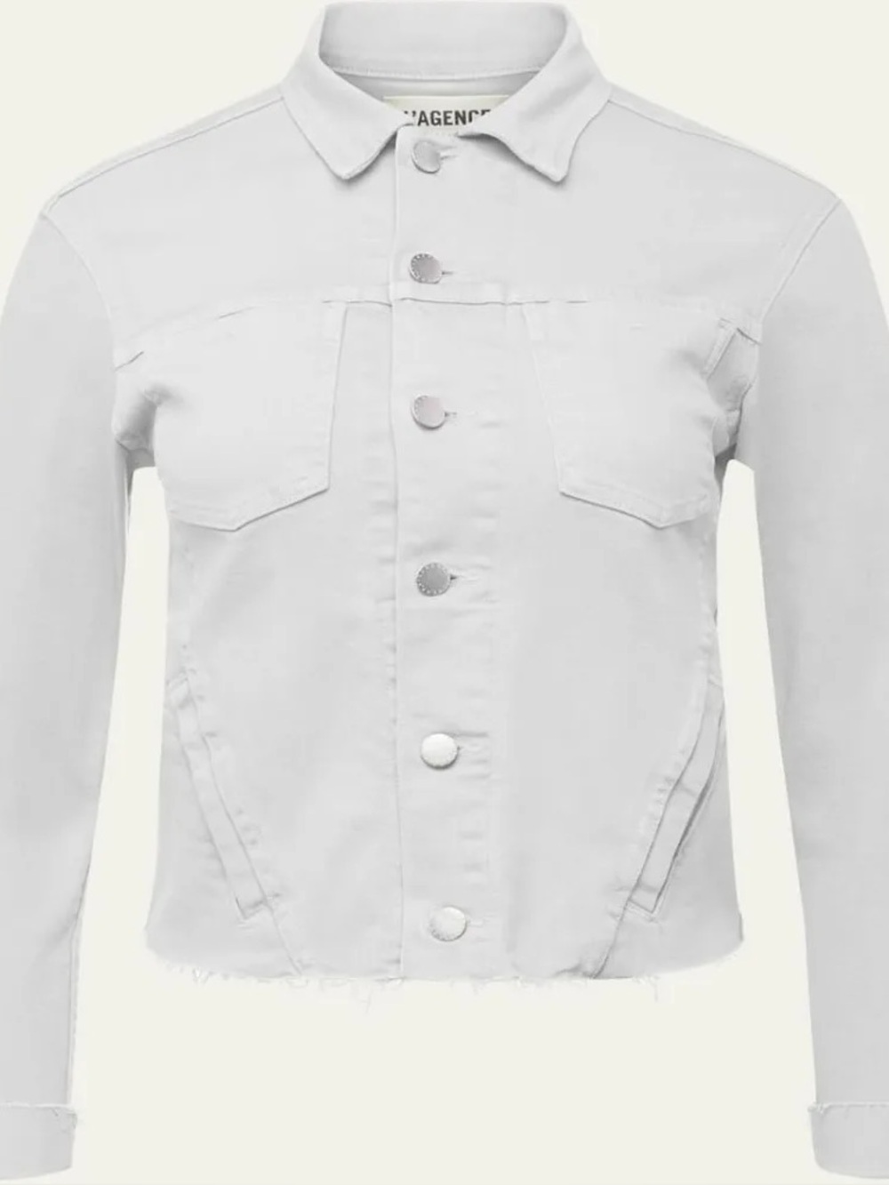 L'AGENCE Cream Raw-Hem Denim Jacket